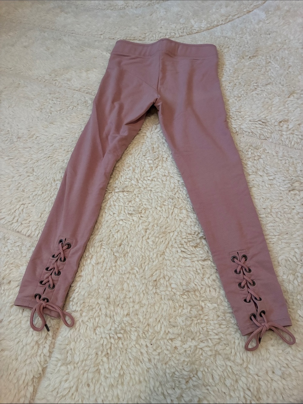 Garage Mauve Lace-Up Hem Leggings